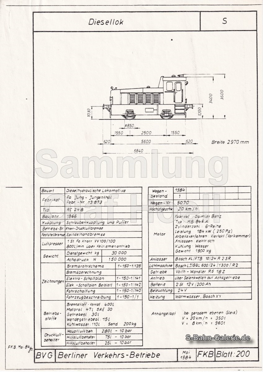 BVG-Lok 5070 Datenblatt - Sammlung Olaf Hoell BVG-Lok 5070 Datenblatt - Sammlung Olaf Hoell