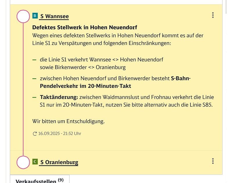 Meldungen auf der Homepage der S-Bahn Berlin GmbH (Screenshots) Meldungen auf der Homepage der S-Bahn Berlin GmbH (Screenshots)