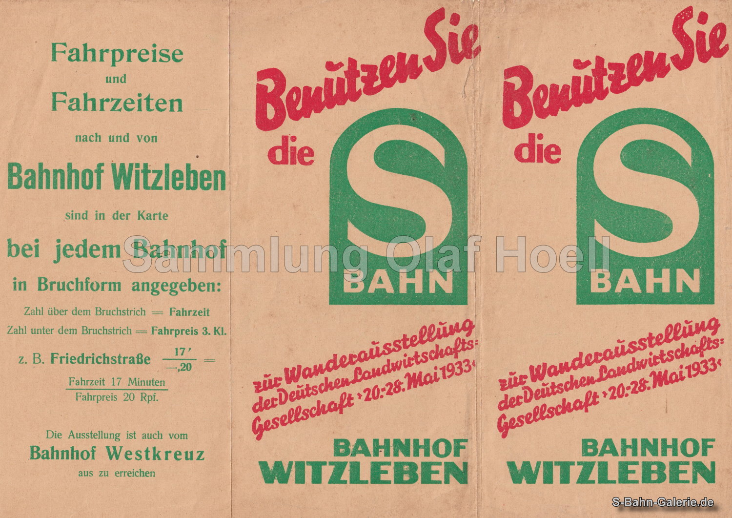 Werbung für die Grüne Woche und Fahrpreise / Fahrzeiten - S-Bahn-Galerie.de Werbung für die Grüne Woche und Fahrpreise / Fahrzeiten - S-Bahn-Galerie.de