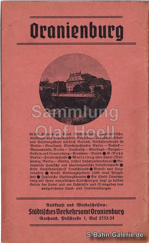 Verkehrsübersichtskarte nach Oranienburg vom 01.12.1938 - S-Bahn-Berlin Verkehrsübersichtskarte nach Oranienburg vom 01.12.1938 - S-Bahn-Berlin