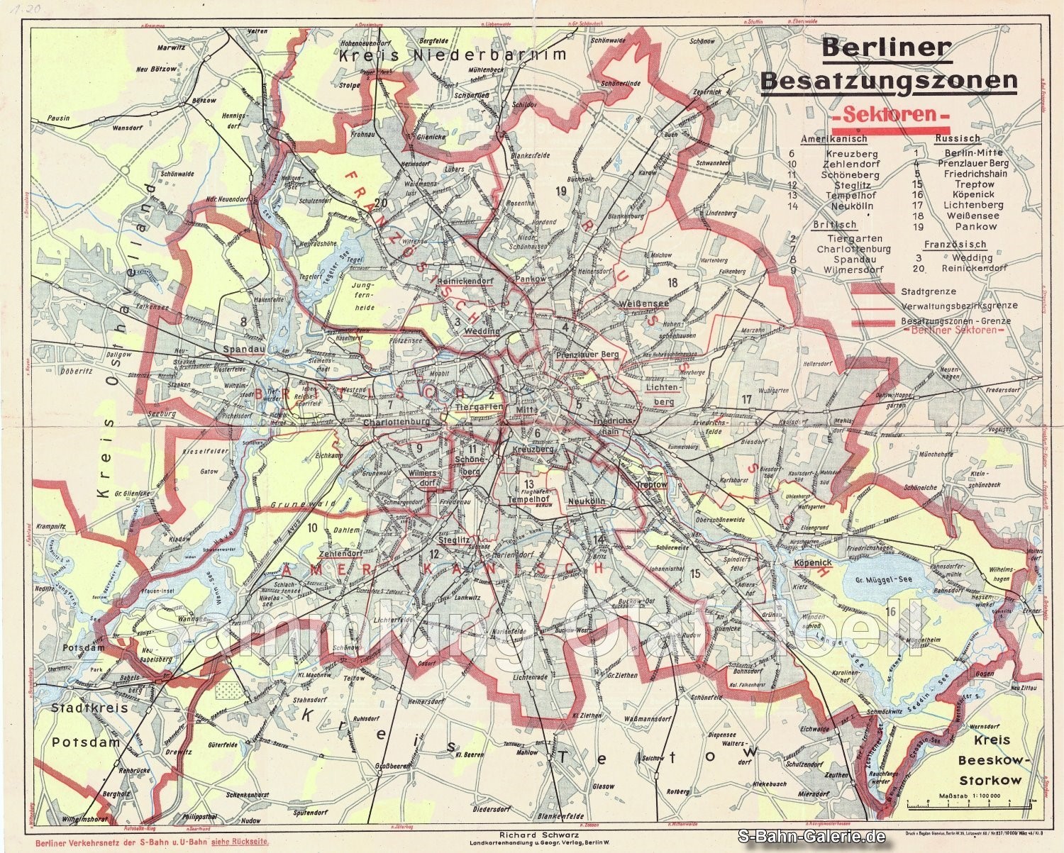 Besatzungszonen in Berlin vom März 1946 - S-Bahn-Galerie.de Besatzungszonen in Berlin vom März 1946 - S-Bahn-Galerie.de