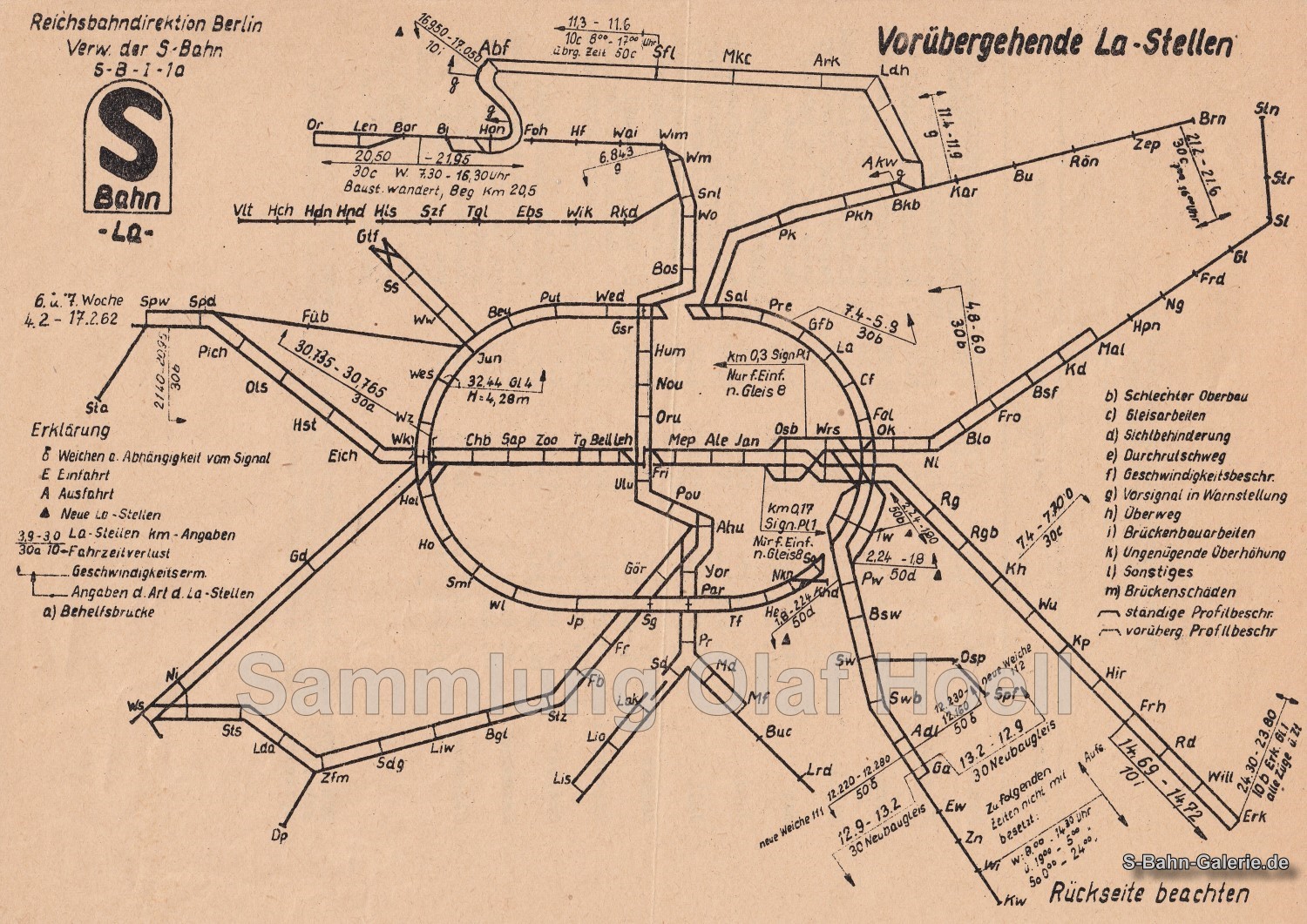 Plan der LA-Stellen der S-Bahn Berlin - Februar 1962 - S-Bahn-Galerie.de Plan der LA-Stellen der S-Bahn Berlin - Februar 1962 - S-Bahn-Galerie.de
