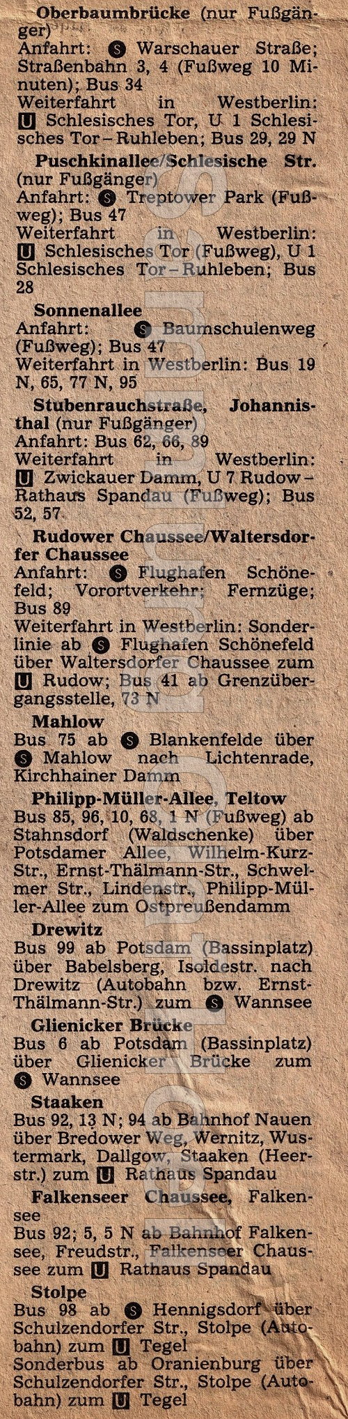 Karte in der BZ gedruckt von 1990 - S-Bahn-Galerie.de Karte in der BZ gedruckt von 1990 - S-Bahn-Galerie.de
