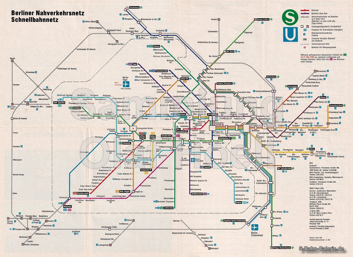Netzplan der S-Bahn Berlin vom 01.04.1990 - S-Bahn-Galerie.de Netzplan der S-Bahn Berlin vom 01.04.1990 - S-Bahn-Galerie.de