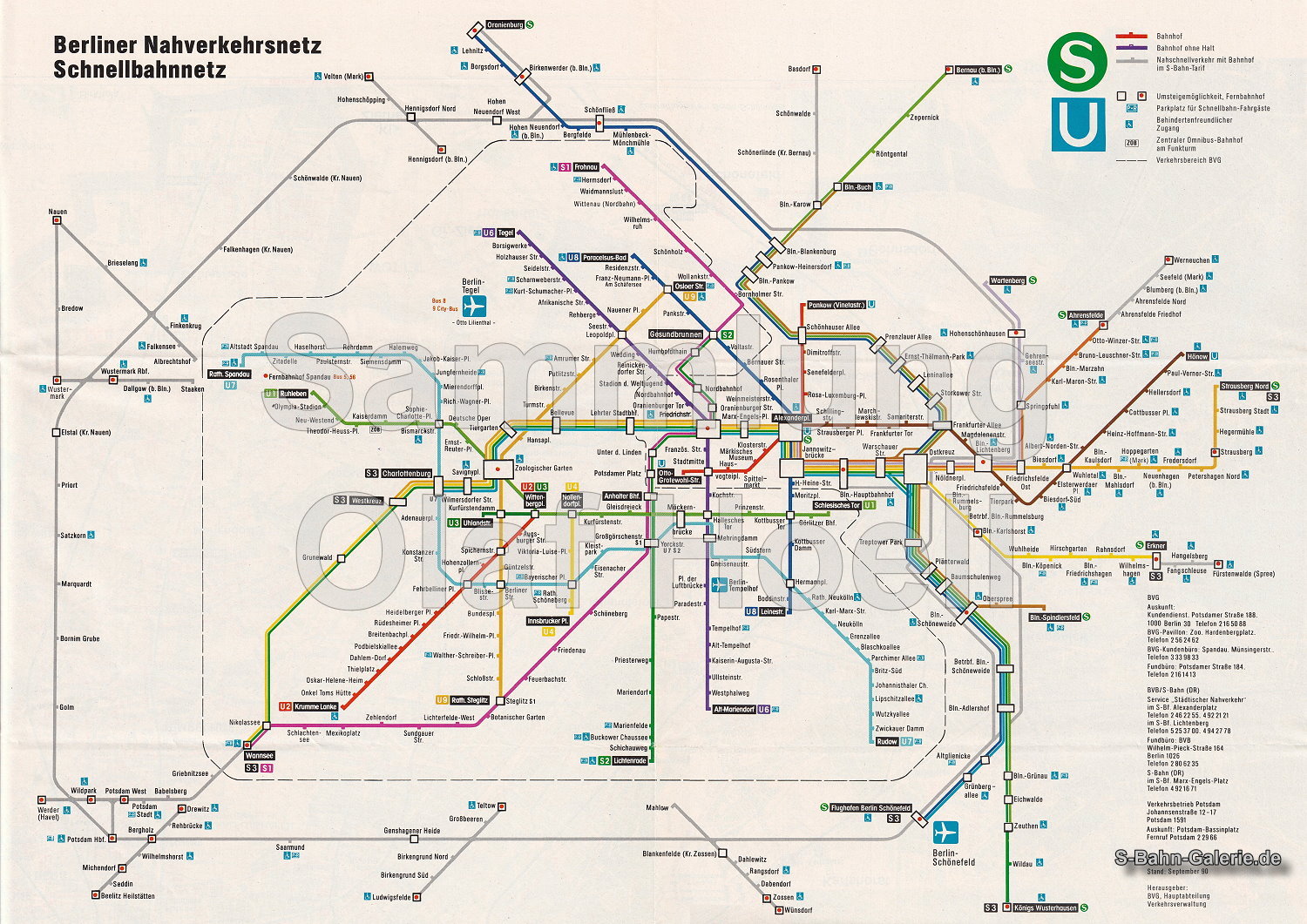 Netzplan der S-Bahn Berlin vom 30.09.1990 - S-Bahn-Galerie.de Netzplan der S-Bahn Berlin vom 30.09.1990 - S-Bahn-Galerie.de