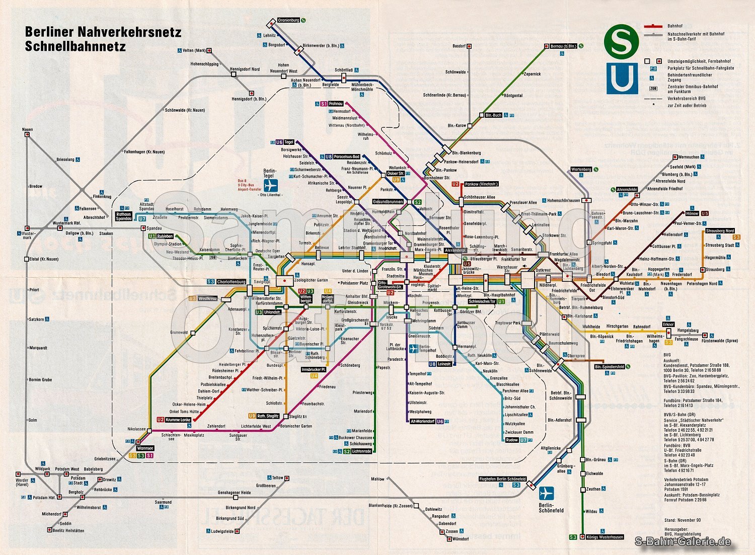 Netzplan der S-Bahn Berlin vom 01.11.1990 - S-Bahn-Galerie.de Netzplan der S-Bahn Berlin vom 01.11.1990 - S-Bahn-Galerie.de