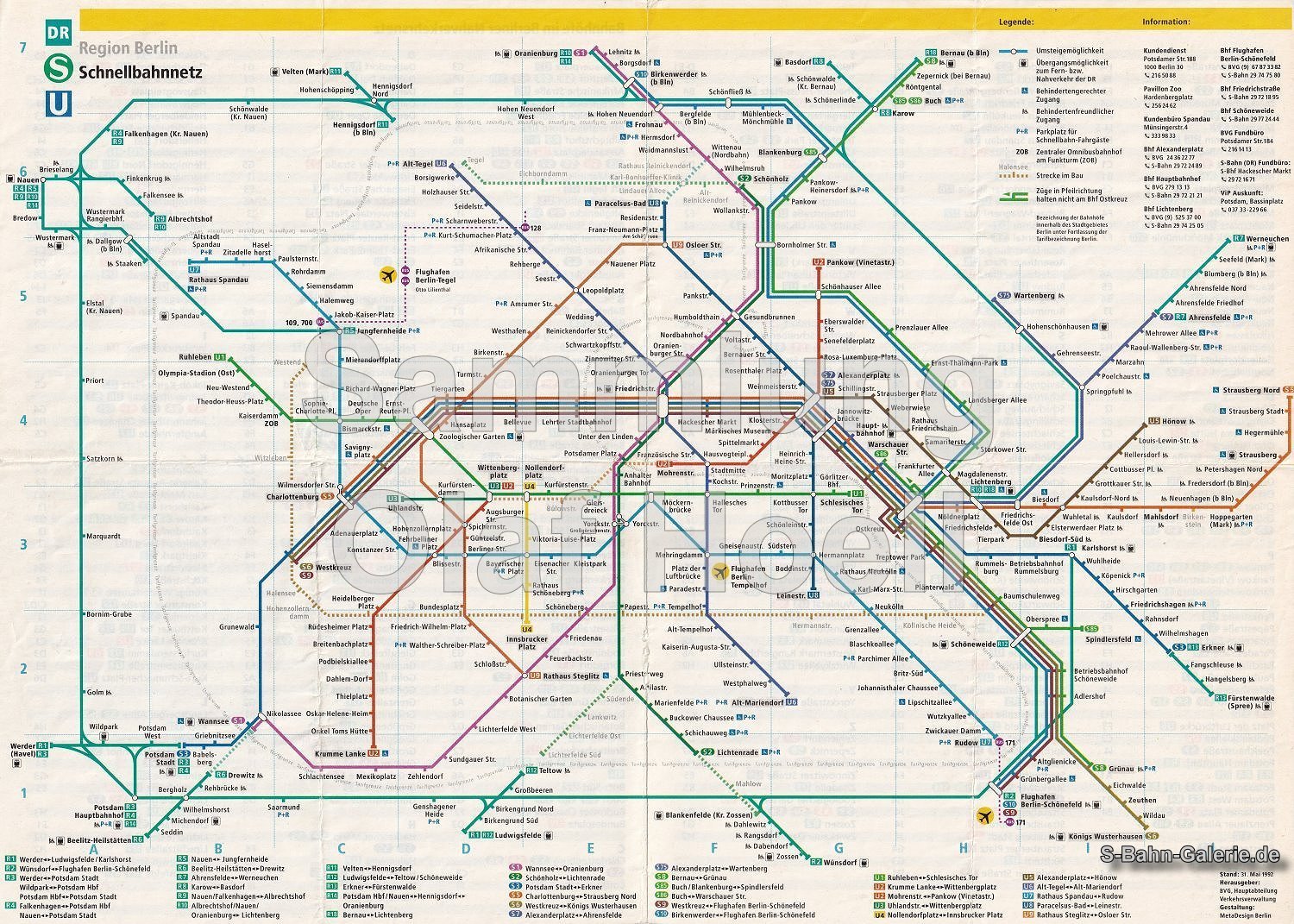 Netzplan der S-Bahn Berlin vom 31.05.1992 - S-Bahn-Galerie.de Netzplan der S-Bahn Berlin vom 31.05.1992 - S-Bahn-Galerie.de