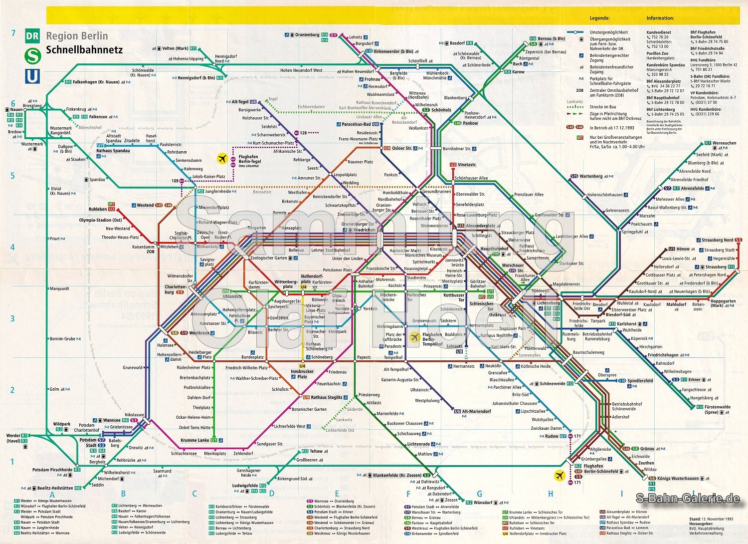 Netzplan der S-Bahn Berlin vom 13.11.1993 - S-Bahn-Galerie.de Netzplan der S-Bahn Berlin vom 13.11.1993 - S-Bahn-Galerie.de