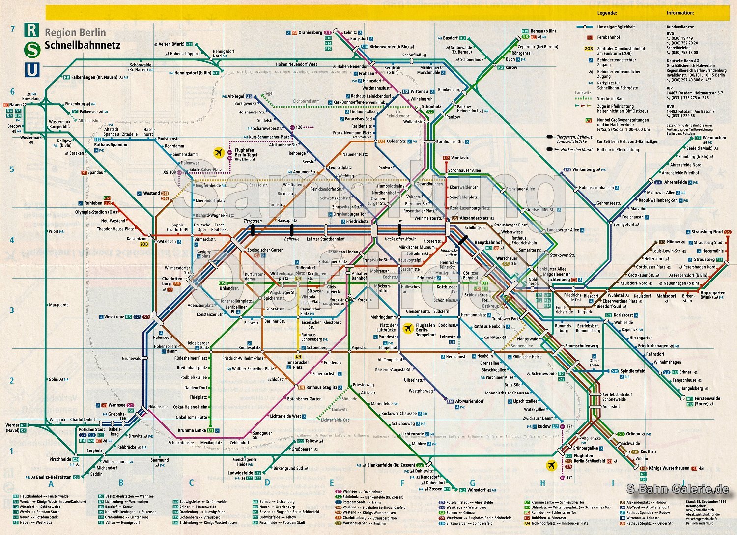 Netzplan der S-Bahn Berlin vom 25.09.1994 - S-Bahn-Galerie.de Netzplan der S-Bahn Berlin vom 25.09.1994 - S-Bahn-Galerie.de