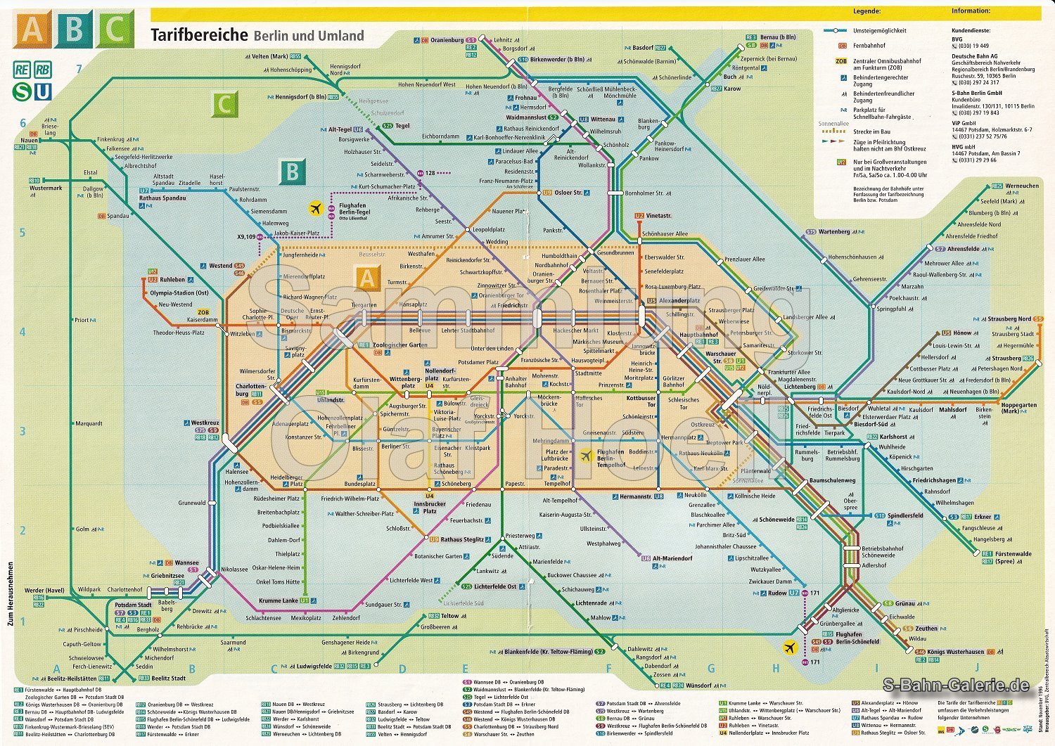 Netzplan der S-Bahn Berlin vom November 1996 - S-Bahn-Galerie.de Netzplan der S-Bahn Berlin vom November 1996 - S-Bahn-Galerie.de