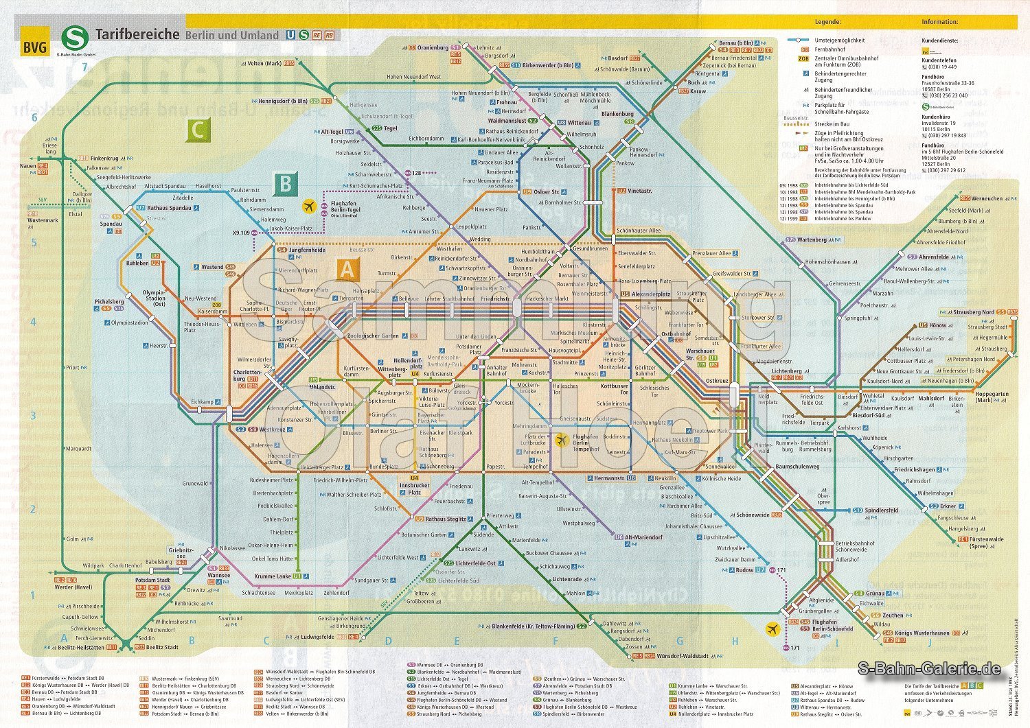 Netzplan der S-Bahn Berlin vom 24.05.1998 - S-Bahn-Galerie.de Netzplan der S-Bahn Berlin vom 24.05.1998 - S-Bahn-Galerie.de