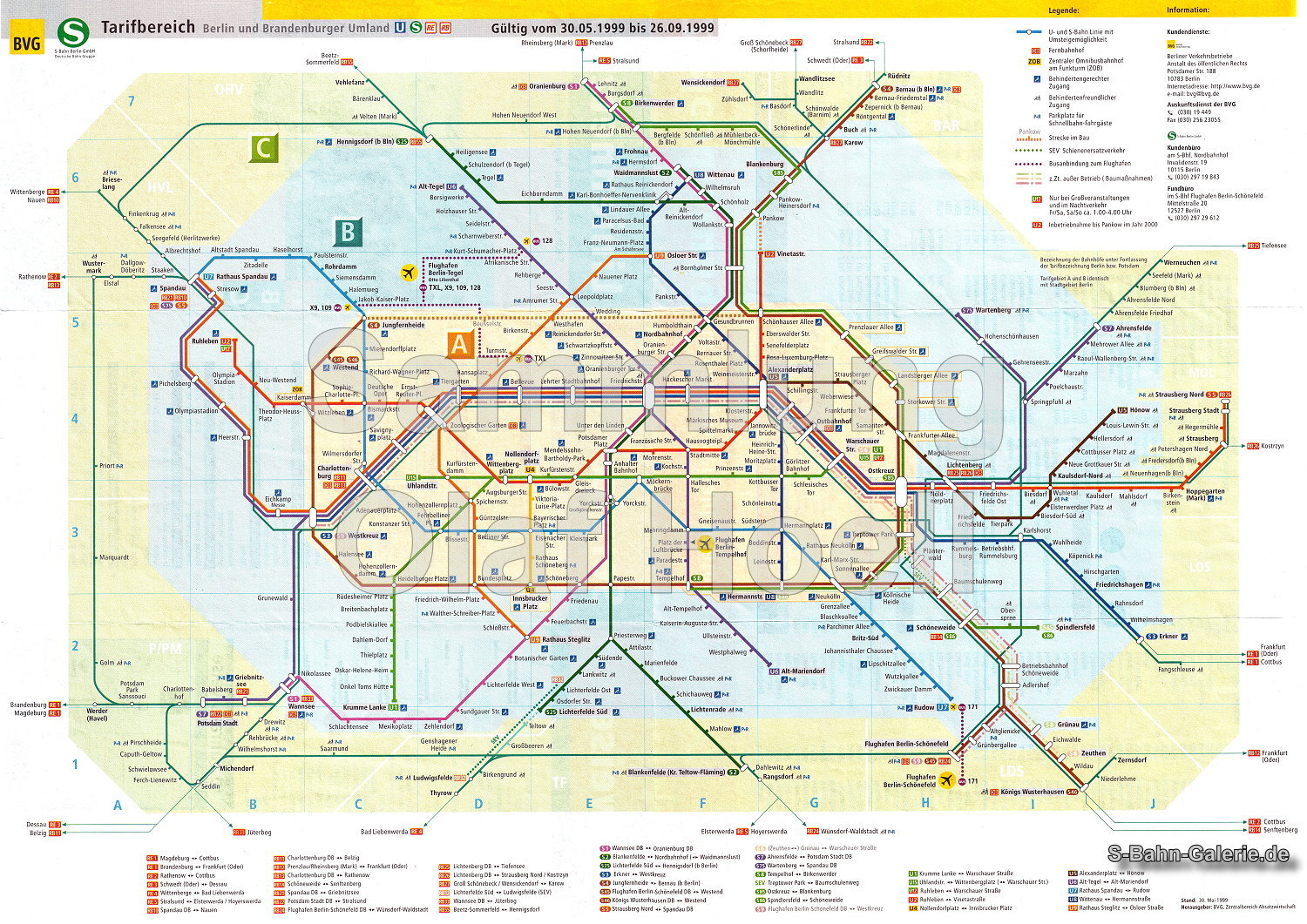 Netzplan der S-Bahn Berlin vom 30.05.1999 - S-Bahn-Galerie.de Netzplan der S-Bahn Berlin vom 30.05.1999 - S-Bahn-Galerie.de
