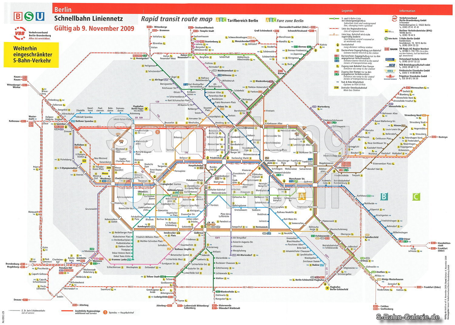 Netzplan der S-Bahn Berlin vom 09.11.2009 - S-Bahn-Galerie.de Netzplan der S-Bahn Berlin vom 09.11.2009 - S-Bahn-Galerie.de