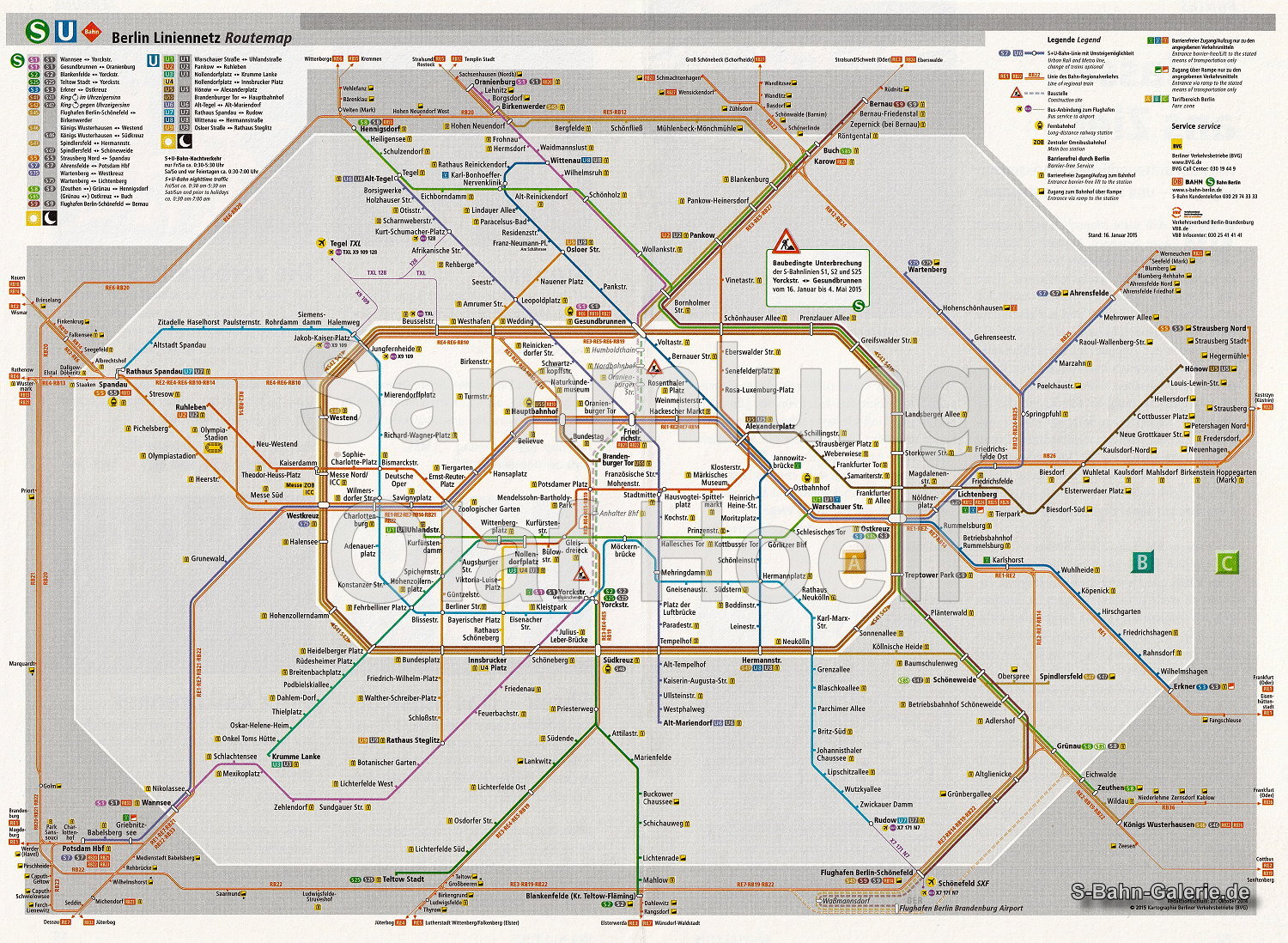 Netzplan der S-Bahn Berlin vom 16.01.2015 Netzplan der S-Bahn Berlin vom 16.01.2015